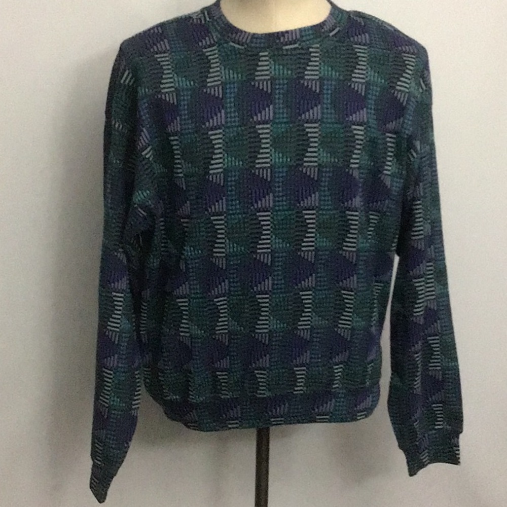 NWT Vintage 90s Mens $265 Jhane Barnes Grandpa Sweater Cotton Blend Blue Medium